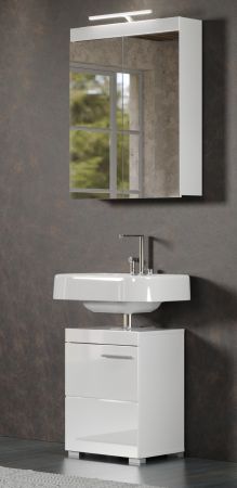 Badezimmer Waschbeckenunterschrank Adamo in wei� Hochglanz Badschrank 40 x 56 cm