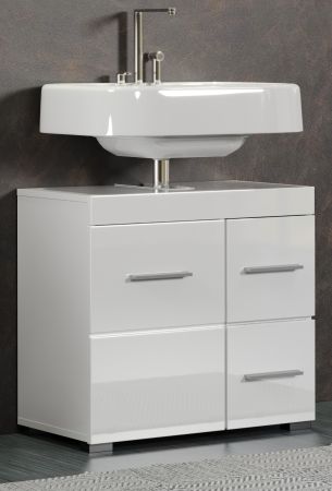 Badezimmer Waschbeckenunterschrank Adamo in wei� Hochglanz Badschrank 60 x 56 cm