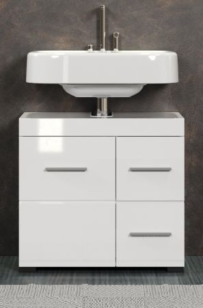 Badezimmer Waschbeckenunterschrank Adamo in wei� Hochglanz Badschrank 60 x 56 cm
