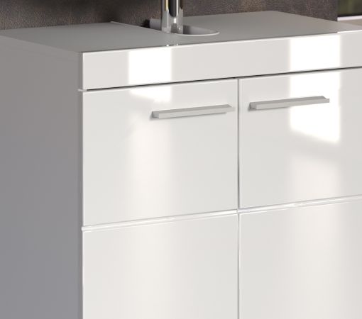 Badezimmer Waschbeckenunterschrank Adamo in wei� Hochglanz Badschrank 60 x 56 cm