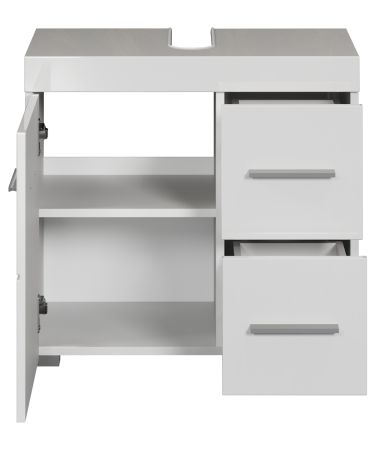 Badezimmer Waschbeckenunterschrank Adamo in wei� Hochglanz Badschrank 60 x 56 cm