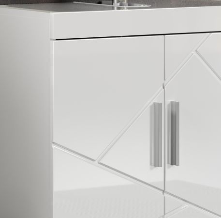 Badezimmer Waschbeckenunterschrank Adamo in wei� Hochglanz Badschrank 2-t�rig 60 x 56 cm