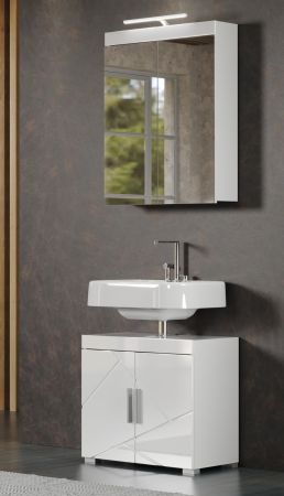 Badezimmer Waschbeckenunterschrank Adamo in wei� Hochglanz Badschrank 2-t�rig 60 x 56 cm