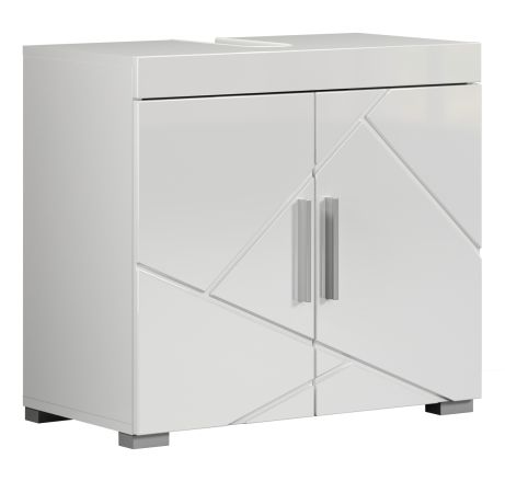Badezimmer Waschbeckenunterschrank Adamo in wei� Hochglanz Badschrank 2-t�rig 60 x 56 cm