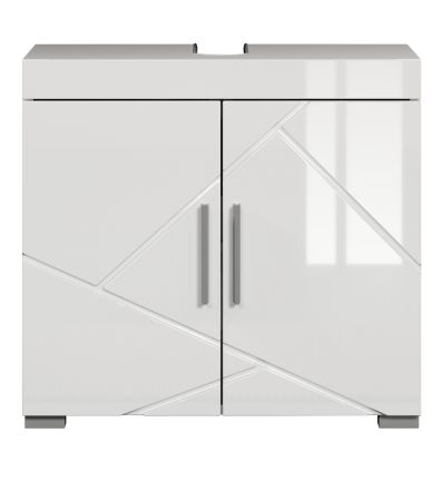 Badezimmer Waschbeckenunterschrank Adamo in wei� Hochglanz Badschrank 2-t�rig 60 x 56 cm