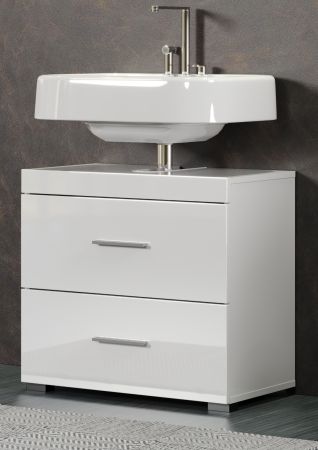 Badezimmer Waschbeckenunterschrank Adamo in wei� Hochglanz Badschrank 60 x 56 cm