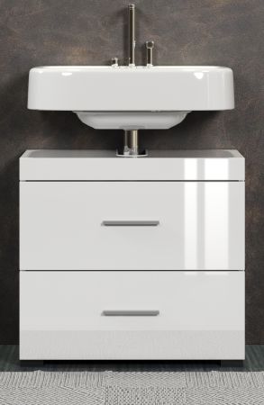 Badezimmer Waschbeckenunterschrank Adamo in wei� Hochglanz Badschrank 60 x 56 cm