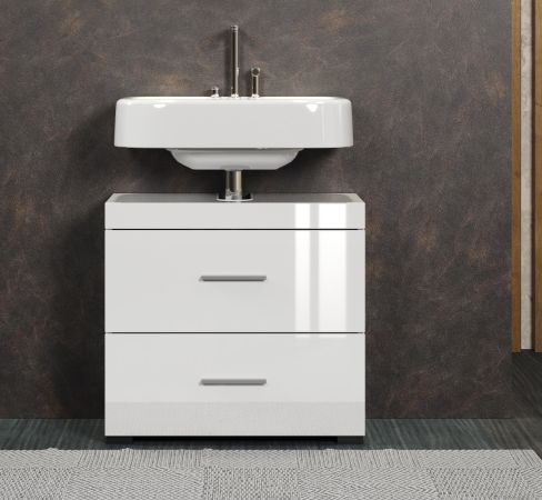 Badezimmer Waschbeckenunterschrank Adamo in wei� Hochglanz Badschrank 60 x 56 cm