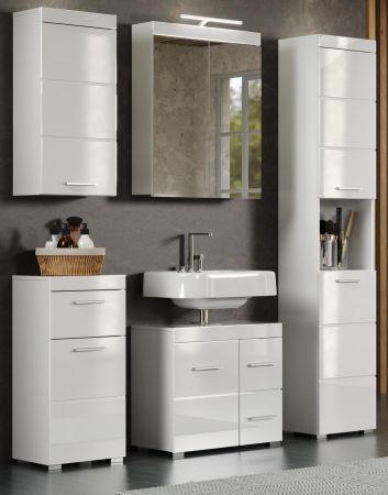Badezimmer Badm�bel Set Adamo in wei� Hochglanz Badkombination 5-teilig 163 x 190 cm