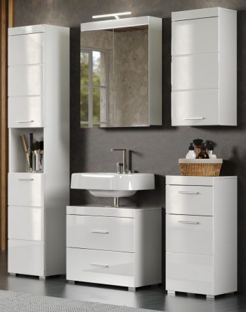 Badezimmer Badm�bel Set Adamo in wei� Hochglanz Badkombination 5-teilig 163 x 190 cm