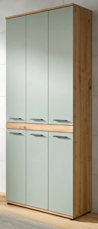 Badezimmer Hochschrank Bailey in Salbei und Artisan Eiche Badschrank 90 x 191 cm
