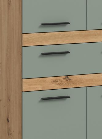 Badezimmer Midischrank Bailey in Salbei und Artisan Eiche Badschrank 70 x 135 cm