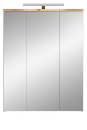 Badezimmer Spiegelschrank Bailey in Artisan Eiche Badschrank 3-t�rig inkl. LED 60 cm