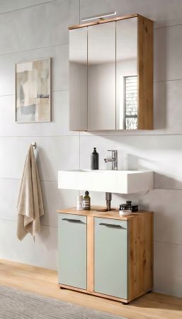 Badm�bel Set 2-teilig Bailey in Salbei und Artisan Eiche Badkombination 60 x 191 cm