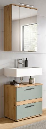Badm�bel Set 2-teilig Bailey in Salbei und Artisan Eiche Badkombination 60 x 191 cm