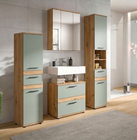 Badm�bel Set 3-teilig Bailey in Salbei und Artisan Eiche Badkombination 147 x 191 cm