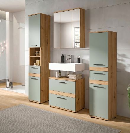 Badm�bel Set 4-teilig Bailey in Salbei und Artisan Eiche Badkombination 164 x 191 cm