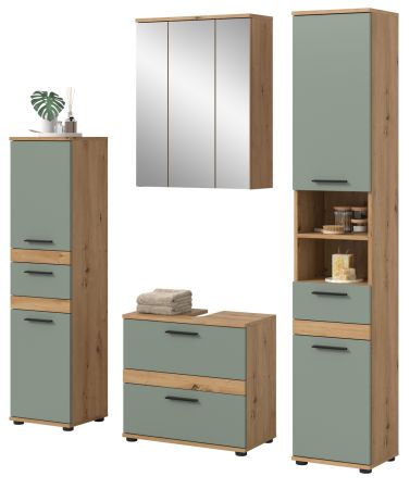 Badm�bel Set 4-teilig Bailey in Salbei und Artisan Eiche Badkombination 164 x 191 cm