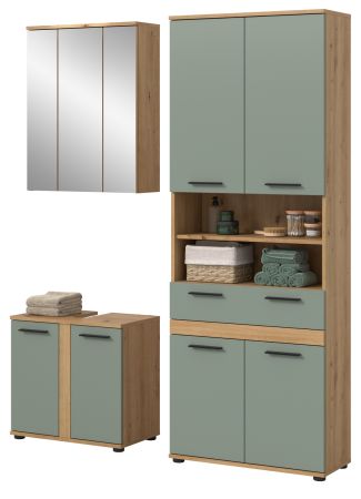 Badm�bel Set 3-teilig Bailey in Salbei und Artisan Eiche Badkombination 147 x 191 cm