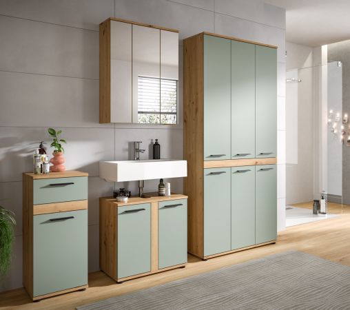 Badm�bel Set 4-teilig Bailey in Salbei und Artisan Eiche Badkombination 219 x 191 cm
