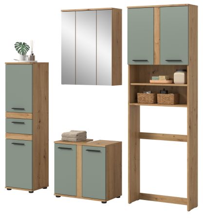 Badm�bel Set 4-teilig Bailey in Salbei und Artisan Eiche Badkombination 192 x 191 cm