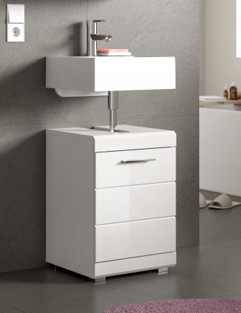 Waschbeckenunterschrank Shawn in wei� Hochglanz Badezimmer Unterschrank 40 cm