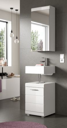 Waschbeckenunterschrank Shawn in wei� Hochglanz Badezimmer Unterschrank 40 cm