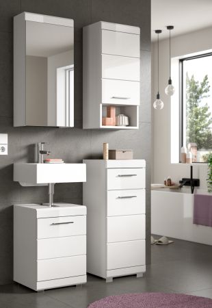 Waschbeckenunterschrank Shawn in wei� Hochglanz Badezimmer Unterschrank 40 cm