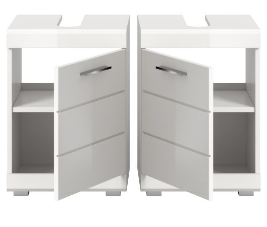 Waschbeckenunterschrank Shawn in wei� Hochglanz Badezimmer Unterschrank 40 cm