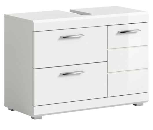 Waschbeckenunterschrank Shawn in wei� Hochglanz Badezimmer Unterschrank 80 cm