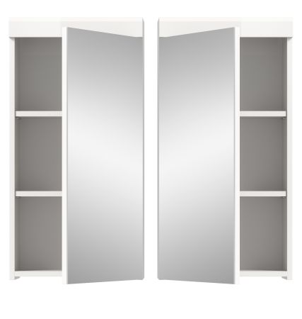 Badezimmer Spiegelschrank Shawn in wei� Hochglanz Badschrank mit Spiegel 40 x 79 cm