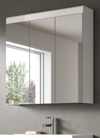 Badezimmer Spiegelschrank Shawn in wei� Hochglanz Badschrank 3-t�rig 80 x 79 cm