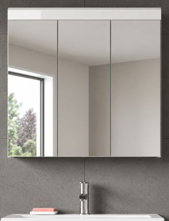 Badezimmer Spiegelschrank Shawn in wei� Hochglanz Badschrank 3-t�rig 80 x 79 cm