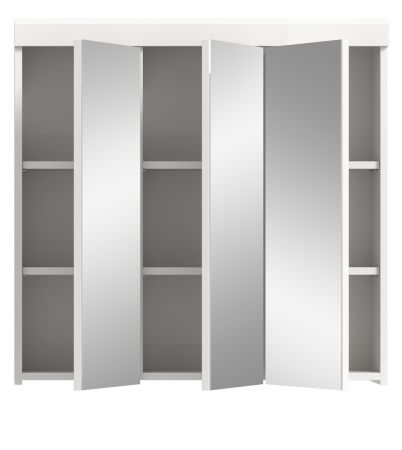 Badezimmer Spiegelschrank Shawn in wei� Hochglanz Badschrank 3-t�rig 80 x 79 cm