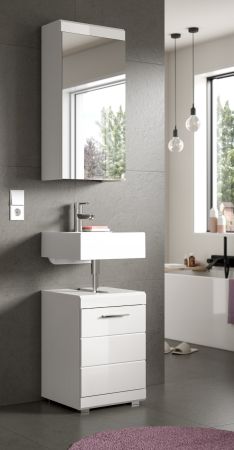 Badm�bel Set 2-teilig Shawn in wei� Hochglanz Badkombination 40 x 191 cm