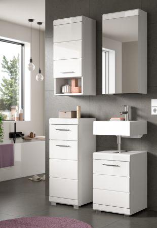 Badm�bel Set 2-teilig Shawn in wei� Hochglanz Badkombination 40 x 191 cm
