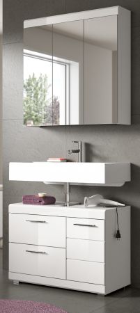 Badm�bel Set 2-teilig Shawn in wei� Hochglanz Badkombination 80 x 191 cm