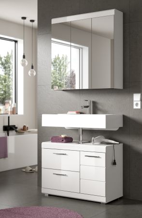 Badm�bel Set 2-teilig Shawn in wei� Hochglanz Badkombination 80 x 191 cm