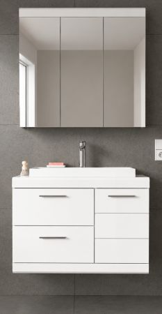 Badm�bel Set 3-teilig Shawn in wei� Hochglanz Badkombination mit Waschbecken 80 x 191 cm