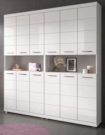 Badezimmer Hochschrank Set Shawn in wei� Hochglanz 2x Mehrzweckschrank 180 x 191 cm