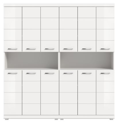 Badezimmer Hochschrank Set Shawn in wei� Hochglanz 2x Mehrzweckschrank 180 x 191 cm