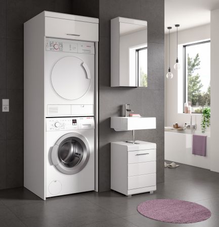 Badm�bel Set 3-teilig Shawn in wei� Hochglanz Badkombination 121 x 200 cm