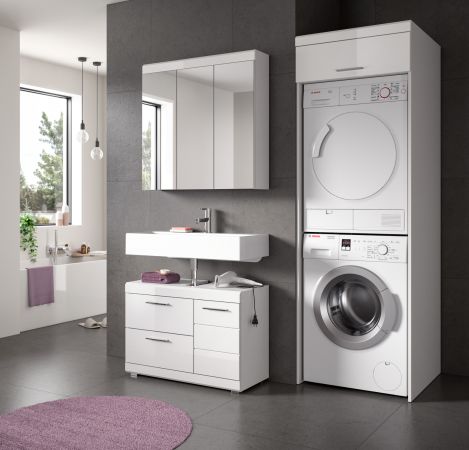 Badm�bel Set 3-teilig Shawn in wei� Hochglanz Badkombination 161 x 200 cm