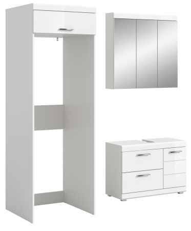 Badm�bel Set 3-teilig Shawn in wei� Hochglanz Badkombination 161 x 200 cm