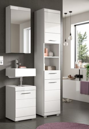 Badm�bel Set 3-teilig Shawn in wei� Hochglanz Badkombination 92 x 200 cm