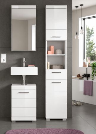 Badm�bel Set 3-teilig Shawn in wei� Hochglanz Badkombination 92 x 200 cm
