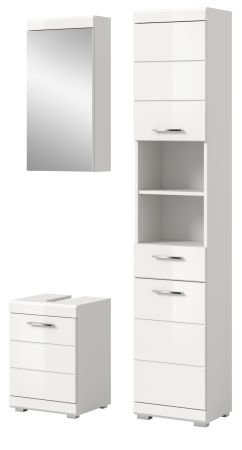 Badm�bel Set 3-teilig Shawn in wei� Hochglanz Badkombination 92 x 200 cm