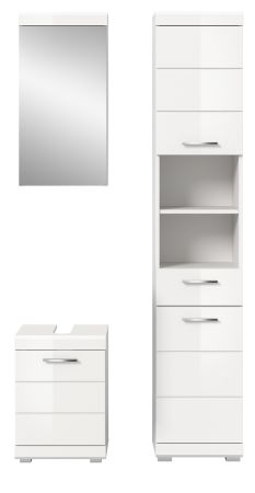 Badm�bel Set 3-teilig Shawn in wei� Hochglanz Badkombination 92 x 200 cm