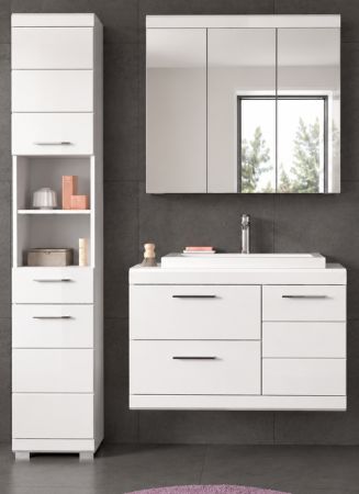 Badm�bel Set 4-teilig Shawn in wei� Hochglanz Badkombination mit Waschbecken 132 x 191 cm