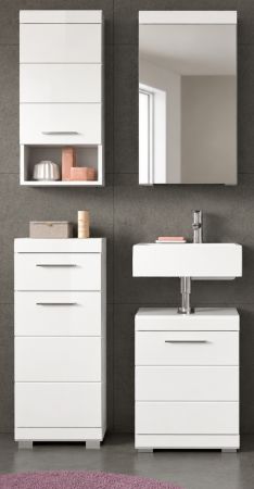 Badm�bel Set 4-teilig Shawn in wei� Hochglanz Badkombination 92 x 191 cm